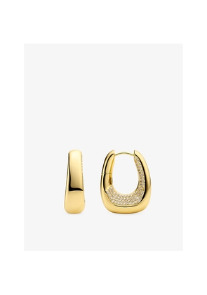 Womens Sif Jakobs Borsa Pianura Grande 18ct Yellow-Gold Plated Sterling Silver and Cubic Zirconia Hoop Earrings