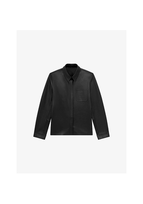 Womens The Kooples Patch-Pocket Regular-Fit Leather Shirt