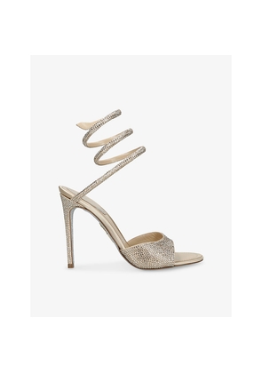 Womens Rene Caovilla Jewelled-Strap Wrap Leather Heeled Sandals