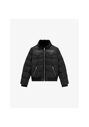 Mens The Kooples Shearling-Collar Padded Shell Jacket
