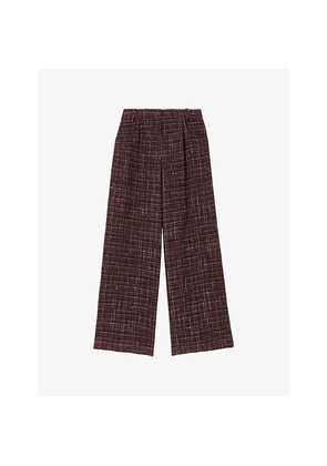Womens Maje Sequin-Embellished Wide-Leg Tweed Trousers