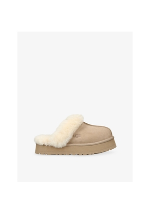 Womens UGG Disquette Shearling-Lined Suede Slippers