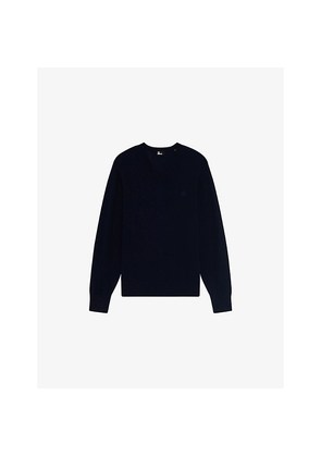 Mens The Kooples V-Neck Brand-Embroidered Wool Jumper