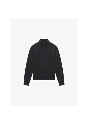 Mens The Kooples Half-Zip Brand-Embroidered Wool-Blend Sweatshirt