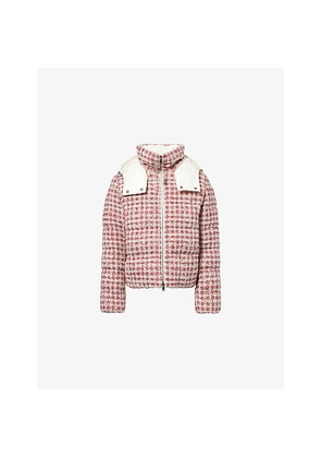 Womens Moncler Andronne Tweed Hooded Short Down Jacket