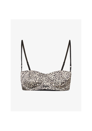 Womens Calvin Klein Animal-Print Underwired Stretch-Woven Bralette