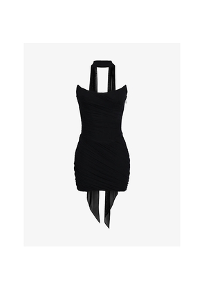 Womens House of CB Mariella Draped Stretch-Mesh Mini Dress