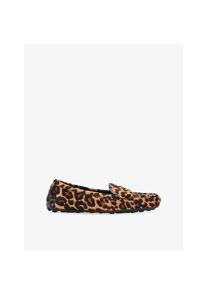 Womens Carvela Avola Leopard Suede Flat Loafers