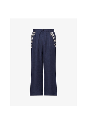 Mens Kartik Research Pleat Embroidered Wool Trousers