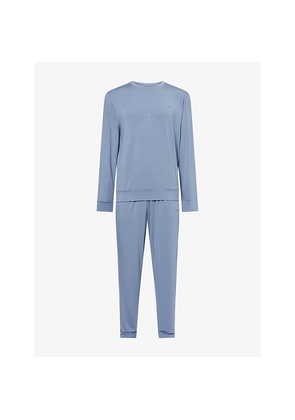 Mens Emporio Armani Logo-Embroidered Stretch-Jersey Pyjamas