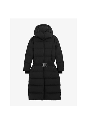 Womens Reiss Colette Belted-Waist Hooded Puffer Coat