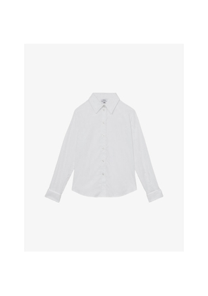 Womens Reiss Lottie Long-Sleeve Cotton-Sateen Shirt