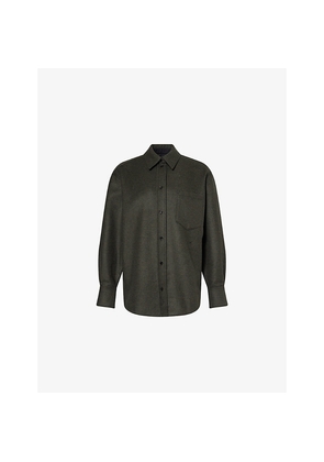 Womens Victoria Beckham Relaxed-Fit Long-Sleeves Wool and Cashmere Shirt