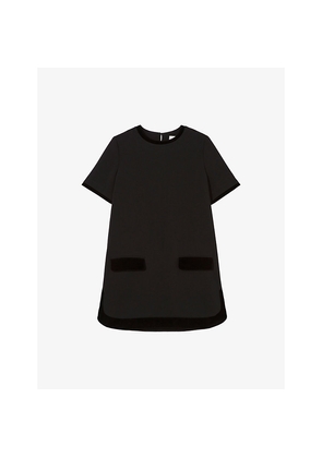 Womens Claudie Pierlot Velvet Short-Sleeve Stretch-Woven Mini Dress