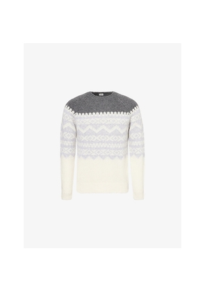 Mens Eleventy Patterned Knitted Cashmere-Silk Blend Jumper