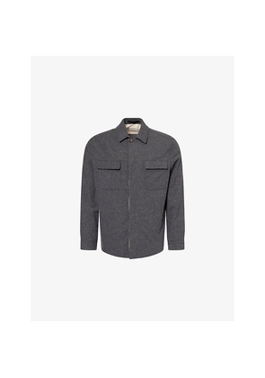Mens Eleventy Speckled-Pattern Long-Sleeve Wool-Silk Blend Overshirt