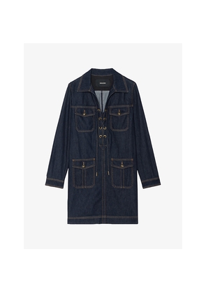 Womens Zadig&Voltaire Remacha Lace-Neck Denim Mini Dress