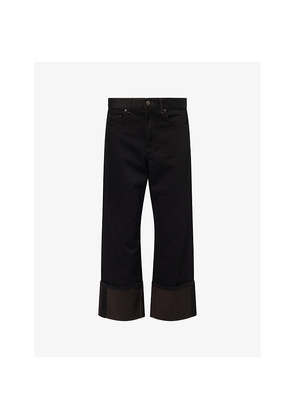 Womens Me And Em Authentic Turn-Up Straight-Leg Denim Jeans