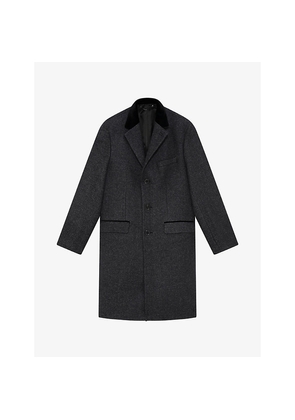 Mens The Kooples Notched-Collar Single-Breasted Wool Coat