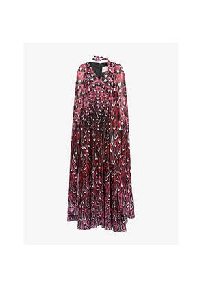 Womens Mary Katrantzou Charlot Feather-Print Chiffon Maxi Dress