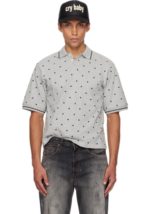 Ashley Williams Gray Polka Dot Polo