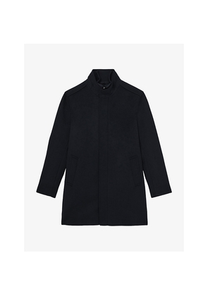 Mens Reiss Fuel Funnel-Neck Wool-Blend Coat