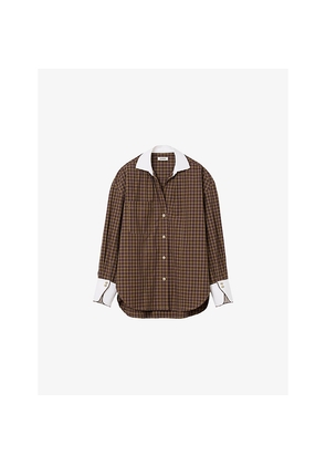 Womens Sandro Checked Oversized Cotton Shirt