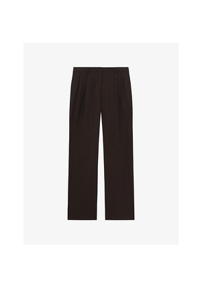 Womens The Kooples Wide-Leg Mid-Rise Woven Trousers