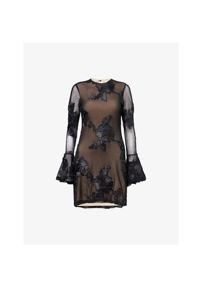 Womens Amy Lynn Anastasia Flower-Appliqué Stretch-Woven Mini Dress