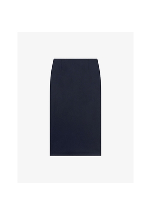 Womens The Kooples Pencil Mid-Rise Stretch Wool-Blend Midi Skirt