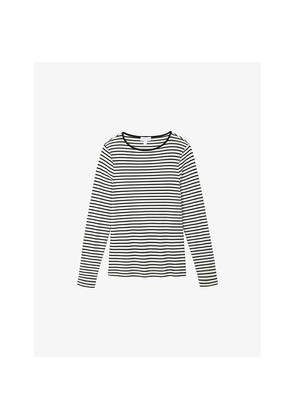 Womens The White Company Striped Long-Sleeve Stretch-Knit Top