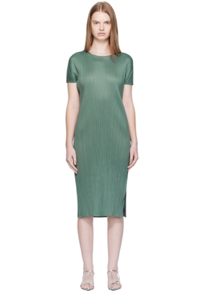 PLEATS PLEASE ISSEY MIYAKE Green Monthly Colors June Midi Dress