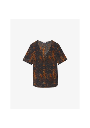 Womens Zadig&Voltaire Terzo Animal-Print Silk Shirt