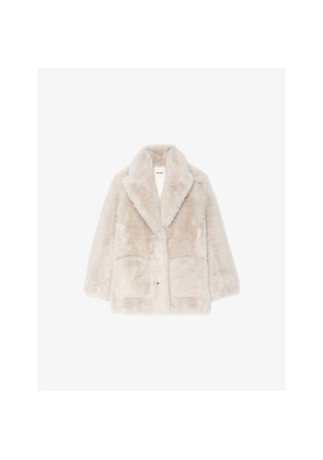Womens Zadig&Voltaire Fleur Classic-Collar Faux-Fur Coat