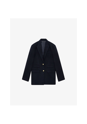 Womens The Kooples Checked Single-Breasted Wool Jacket