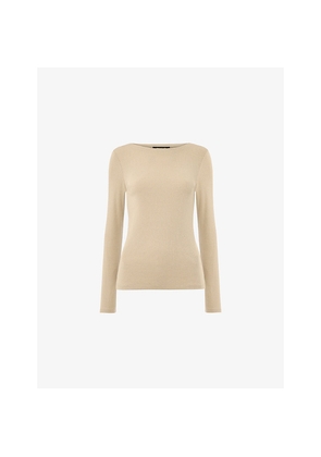 Womens Whistles Boat-Neck Stretch-Knit Top