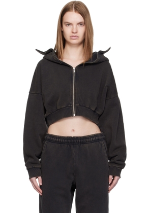 Entire Studios Black Cropped Full Zip Hoodie