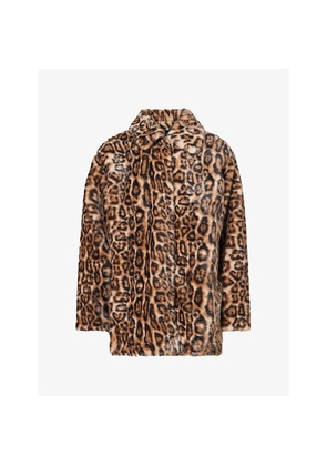 Womens Reformation Sable Leopard-Print Faux-Fur Coat