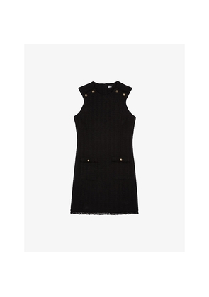 Womens The Kooples Sleeveless Round-Neck Stretch Cotton-Blend Mini Dress