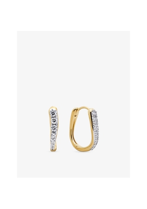 Womens Monica Vinader Riva Small 18ct Yellow Gold-Plated Vermeil Sterling-Silver and 0.18ct Lab-Grown Diamond Hoop Earrings