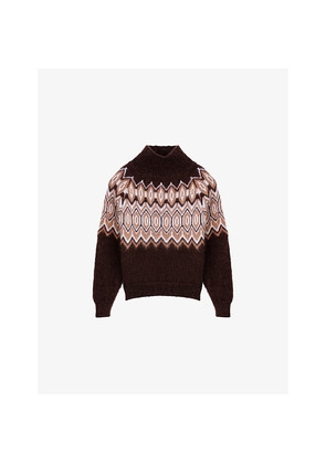 Womens Maje Fairisle High-Neck Mohair-Blend Jumper
