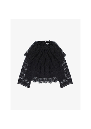 Womens Ro&Zo Lace Long-Sleeve Cotton-Blend Blouse