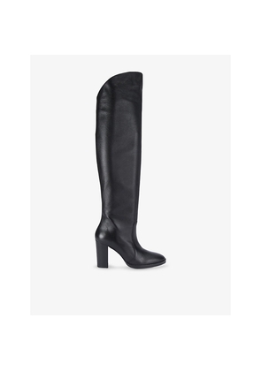 Womens Carvela Allora Over-The-Knee Faux-Leather Heeled Boots