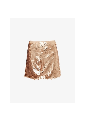 Womens Amy Lynn Goldy Sequin Woven Mini Skirt