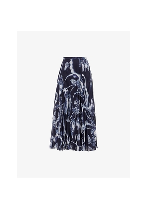 Womens Erdem Pleated High-Waist Woven Midi Skirt