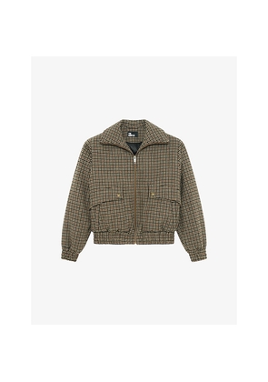 Womens The Kooples Checked Zip-Up Wool-Blend Jacket