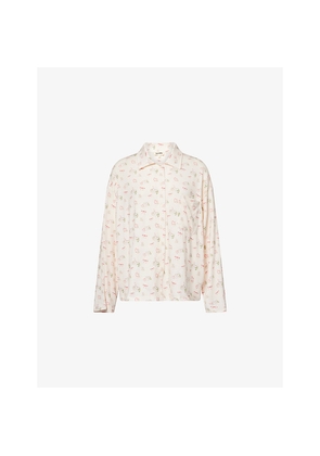 Womens Djerf Avenue Go Slow Holiday-Bears-Print Stretch-Woven Pyjama Shirt