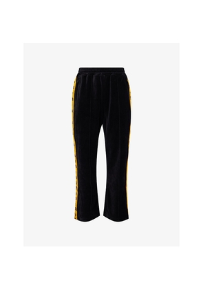 Mens Billionaire Boys Club Logo-Printed Trim Straight-Leg Velour Tracksuit Bottoms