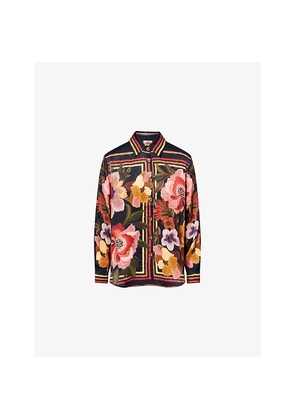 Womens Farm Rio Chenille Flowers Woven Shirt