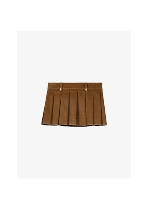 Womens Maje Pleated Corduroy Mini Skirt